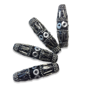 Cuenta tubular con aros decorativos para pasamanería – Pack 4 unidades