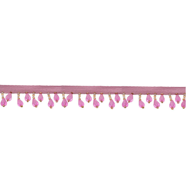 fleco decorativo con cuentas colgantes rosa