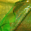 Tela holográfica verde lentejuela cuadrada