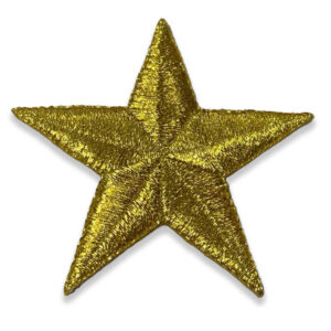 Aplique bordado en forma de estrella color oro de 6 cm