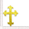 Cruz bordada termo adhesiva color oro de 16 cm para confección