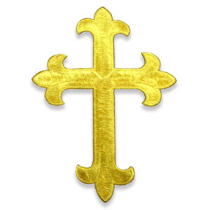 Aplique en forma de cruz dorada grande para prendas festivas