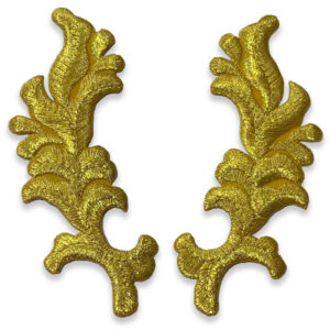 Pareja de apliques decorativos bordados dorados para confección