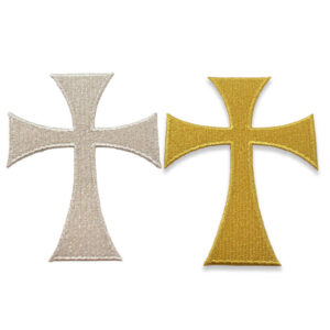Aplique decorativo cruz bordada 15 cm en oro