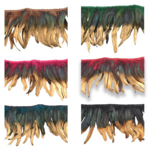 Fleco de plumas metalizadas con puntas doradas