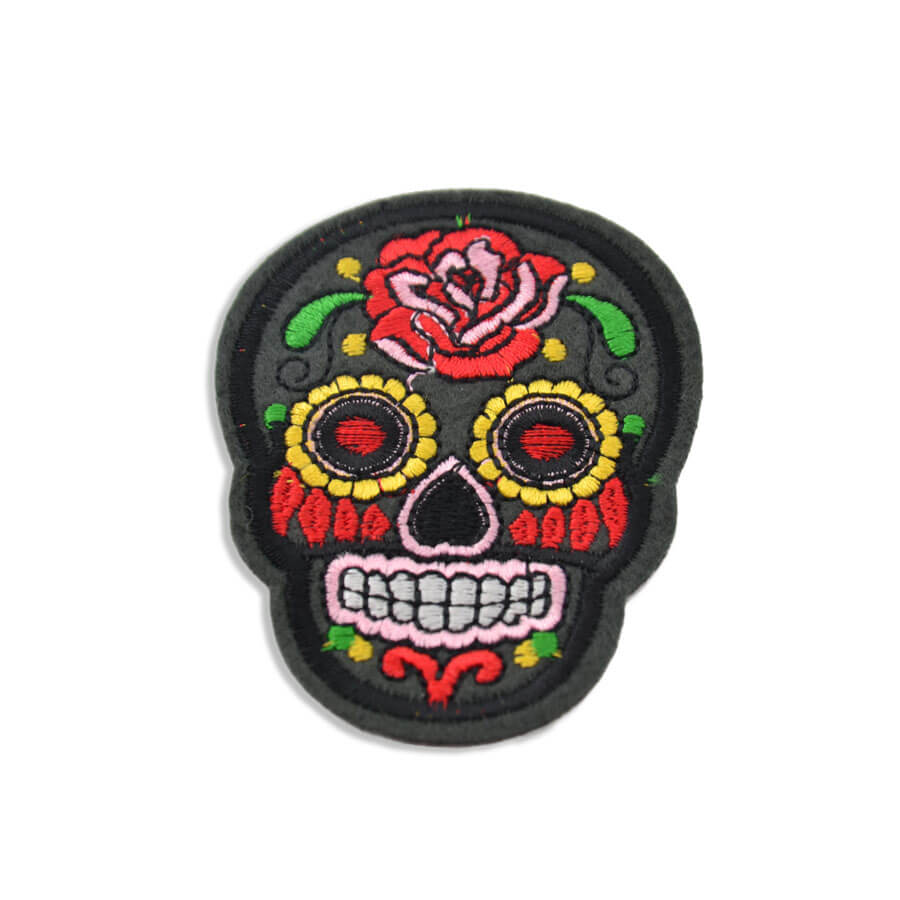Parche termoadhesivo de calavera mexicana de 8 cm