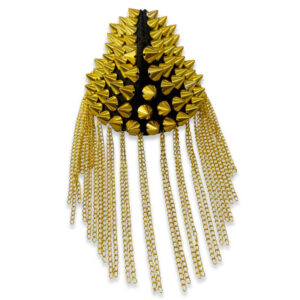 Hombrera Tachuelas Metalizadas con Cadena 10 cm Oro