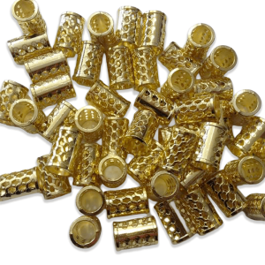 Cuenta cilíndrica calada de zamak para pasamanería