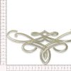 Aplique decorativo bordado oro viejo con diseño ornamental alargado