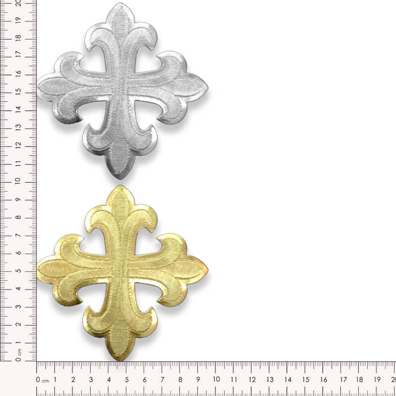 Aplique bordado termo adhesivo de cruz para vestuario especializado