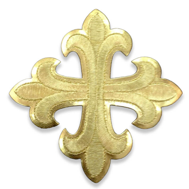 Aplique textil en forma de cruz ornamental para confección profesional
