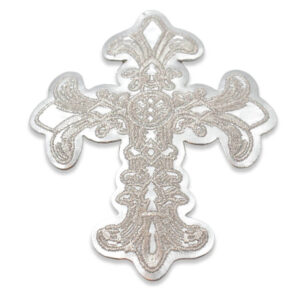 Cruz decorativa plata para confección festiva