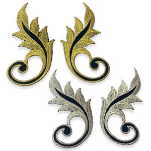 Aplique Bordado Hojas Ornamentales 13 cm (Pareja)