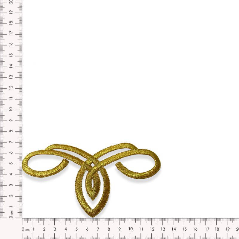 Aplique bordado decorativo arabesco para confección en colores oro y plata