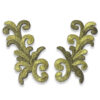 Apliques bordados en pareja color oro de 12 cm con diseño ornamental