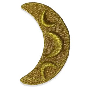 Aplique decorativo bordado luna dorada para confección