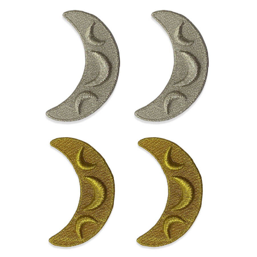 Aplique decorativo luna oro y plata carnaval