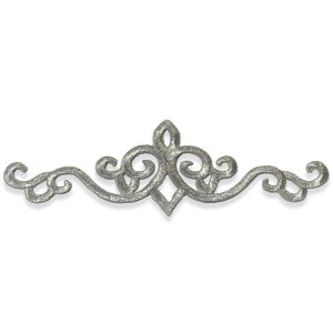 Aplique bordado ornamental de 18 cm en color plata para confección