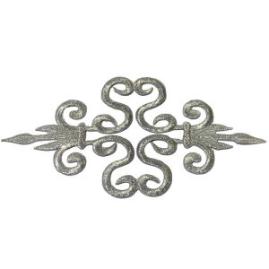 Aplique bordado ornamental de 15 cm en color plata para confección