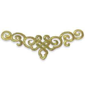 Aplique bordado ornamental de 25 cm en color oro para confección