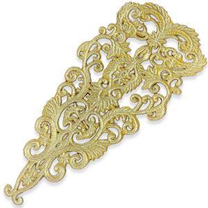 Aplique Bordado Ornamental Barroco Oro 29cm