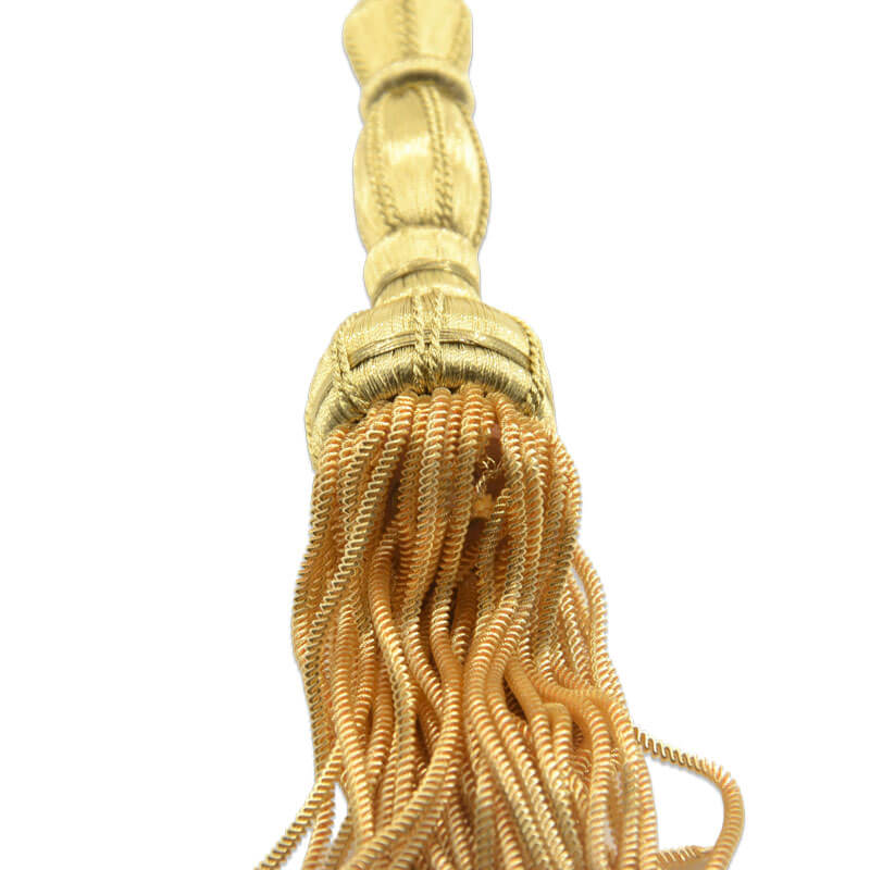 Borla textil oro con caída de hilo alambrillo