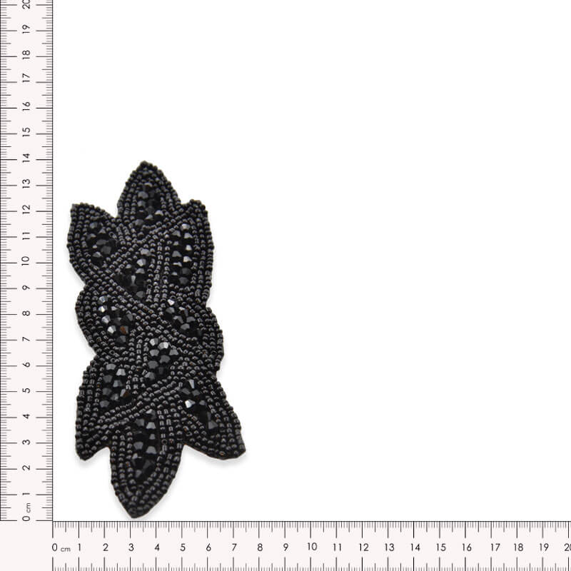 26448021601 aplique negro de pedreria 14 cm