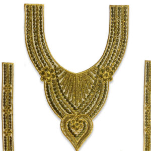 Aplique para cuello bordado en color oro con pedrería