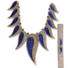 Aplique para cuello azul y oro con diseño de hojas bordadas