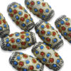 Cuenta tubular esmaltada multicolor de 3 cm