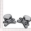 Parche calavera bordado negro y plata pack de dos unidades