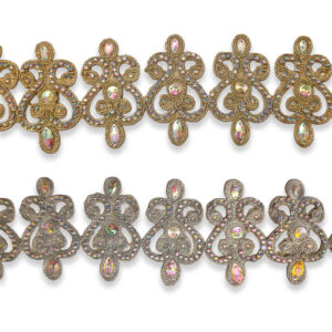 Galón oro con pedrería irisada de 8,5 cm