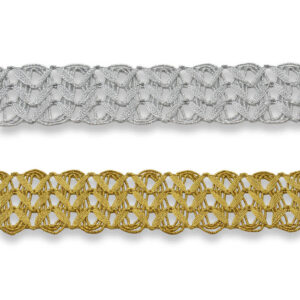 Pasamanería metálica decorativa oro y plata