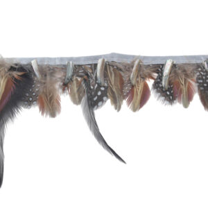 Tira ornamental con plumas y aplicaciones decorativas
