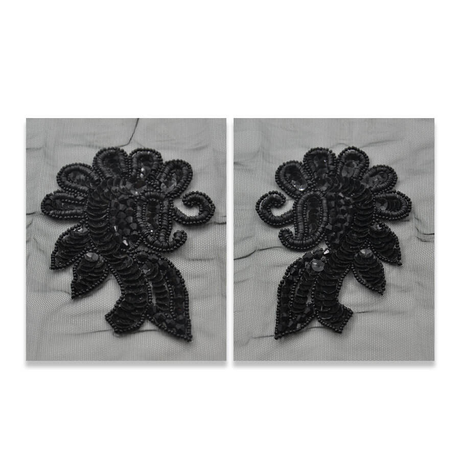 Aplique simétrico negro para vestidos de fiesta