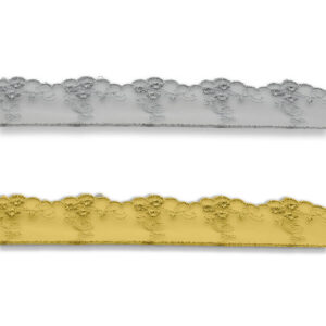 Puntilla bordada sobre tul color plata referencia 357.3886.103