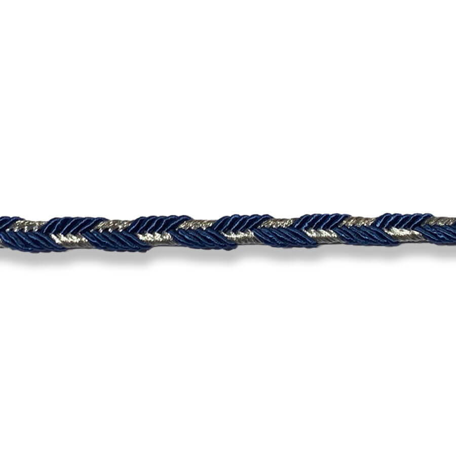 Trenza metalizada para decoración textil.