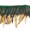 Plumas verdes decorativas con acabado dorado brillante