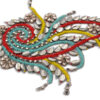Aplicación decorativa con pedrería y rocalla multicolor
