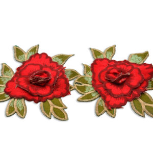 Aplique decorativo de rosas bordadas