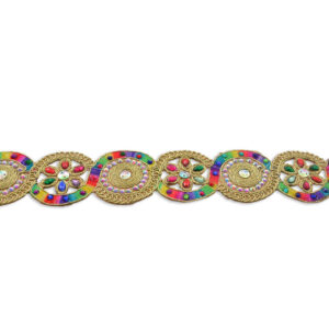 Galón decorativo con piedras y bordado dorado