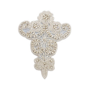 Aplique decorativo plateado con cristales brillantes
