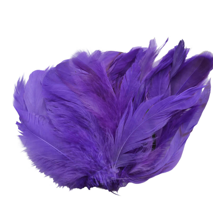 Plumas marabú naturales teñidas para tocados y complementos moradas