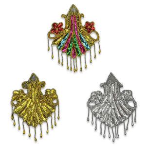 Aplique colgante en oro, plata y multicolor