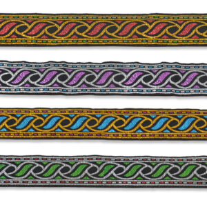 Pasamanería decorativa jacquard para confección festiva.