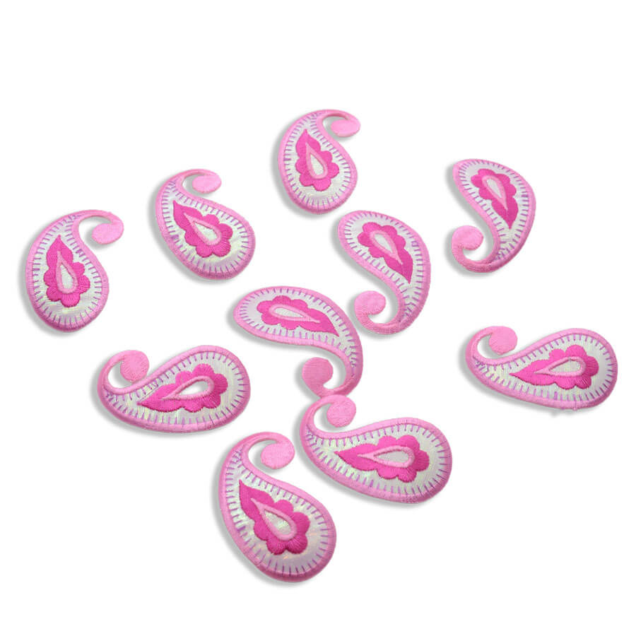 Aplique bordado paisley rosa para Carnaval