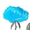 Parche bordado de flor azul con tallo