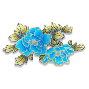 Parche Bordado Floral Azul Grande 25 cm