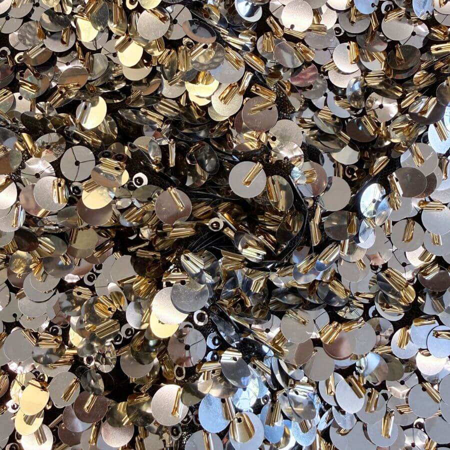 Tela Lentejuela Rocalla sobre Tul con Canutillo Ancho 150 cm - Imagen 3