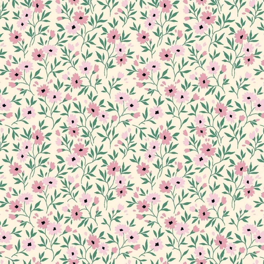 tela de flores infantil en rosa bebé